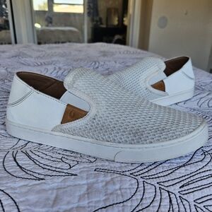 VGUC OluKai Pehuea White Mesh Slip On Loafers Comfort Beach Shoes Women 8